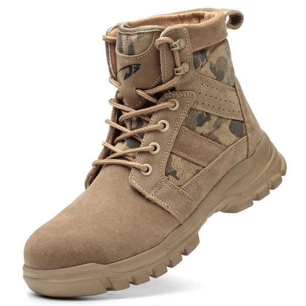 OwnShoe Steel Toe Work Boots for Men Women Leather Safety Shoes Camouflage Industrial Sneakers