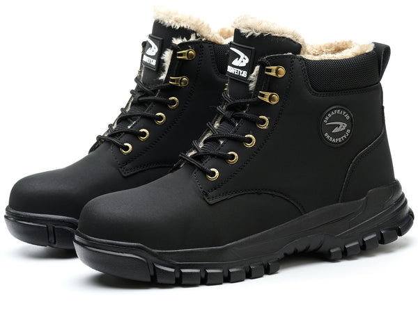 Steel Toe Work Boots for Men Women Fleece Lined Safety Shoes Warm Winter Snow Boots Industrial Sneakers