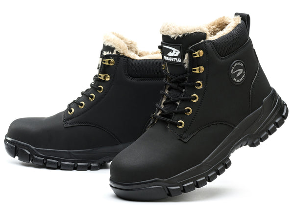 Steel Toe Work Boots for Men Women Fleece Lined Safety Shoes Warm Winter Snow Boots Industrial Sneakers