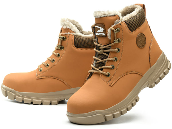 Steel Toe Work Boots for Men Women Fleece Lined Safety Shoes Warm Winter Snow Boots Industrial Sneakers