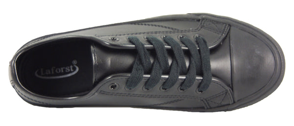 SRS Cheer Women's Slip and Oil Resistant Shoes Leather Black